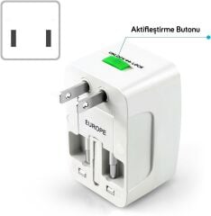 S-Link SLX-WTA03 BEYAZ Universal ÇOKLU SEYAHAT ADAPTÖRÜ (Amerikan Priz)