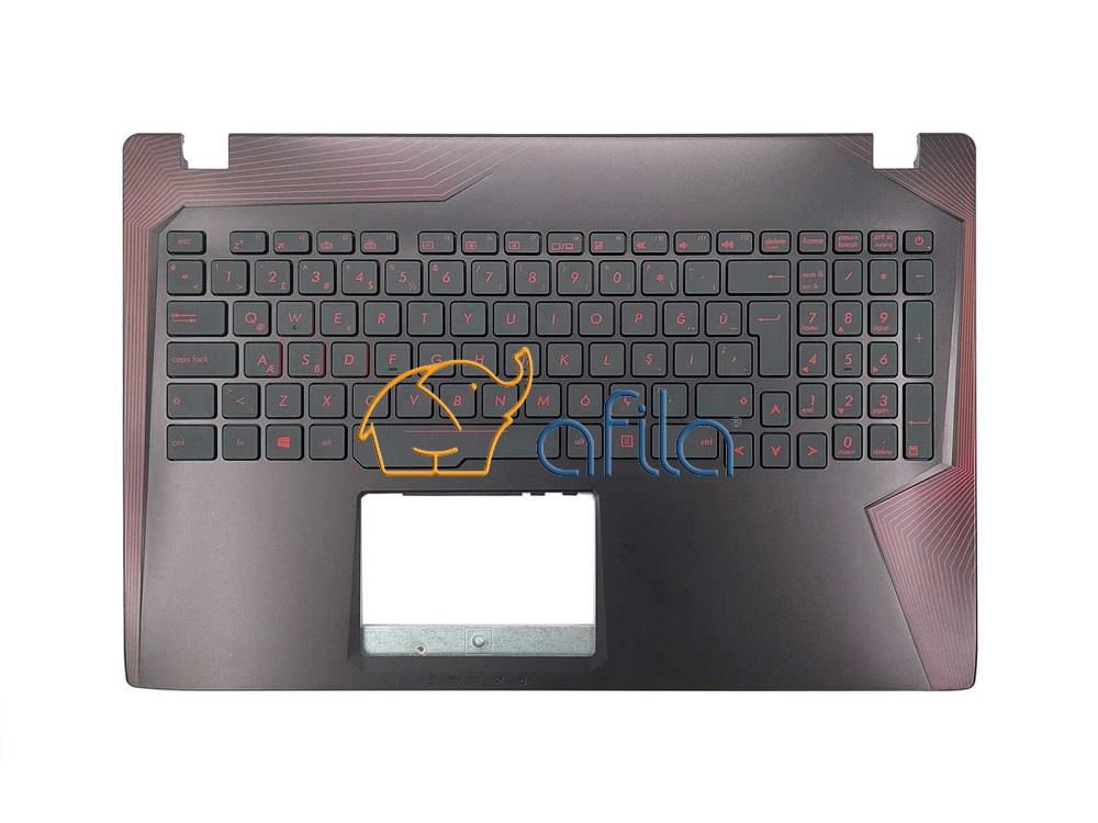 Asus FX553VD-DM592T Notebook Klavyesi Üst Kasa (Siyah TR) Işıklı - Ver.1 Kırmızı Tuşlu