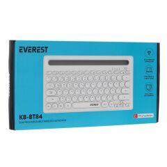 Everest KB-BT84 Beyaz/Gri Bluetooth Ultra İnce+Şarjlı Q Mac/Win/Android/Ios Uyumlu Kablosuz klavye