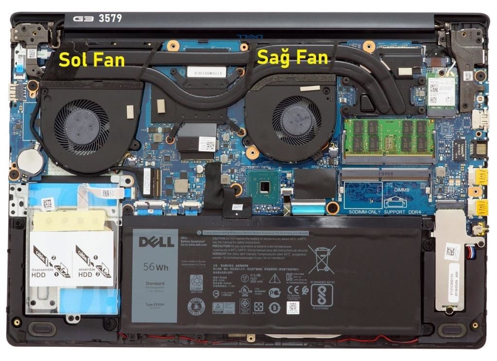 Dell 0GWMFV 0TJHF2 Notebook Cpu Fanı V1 (Sağ Fan)