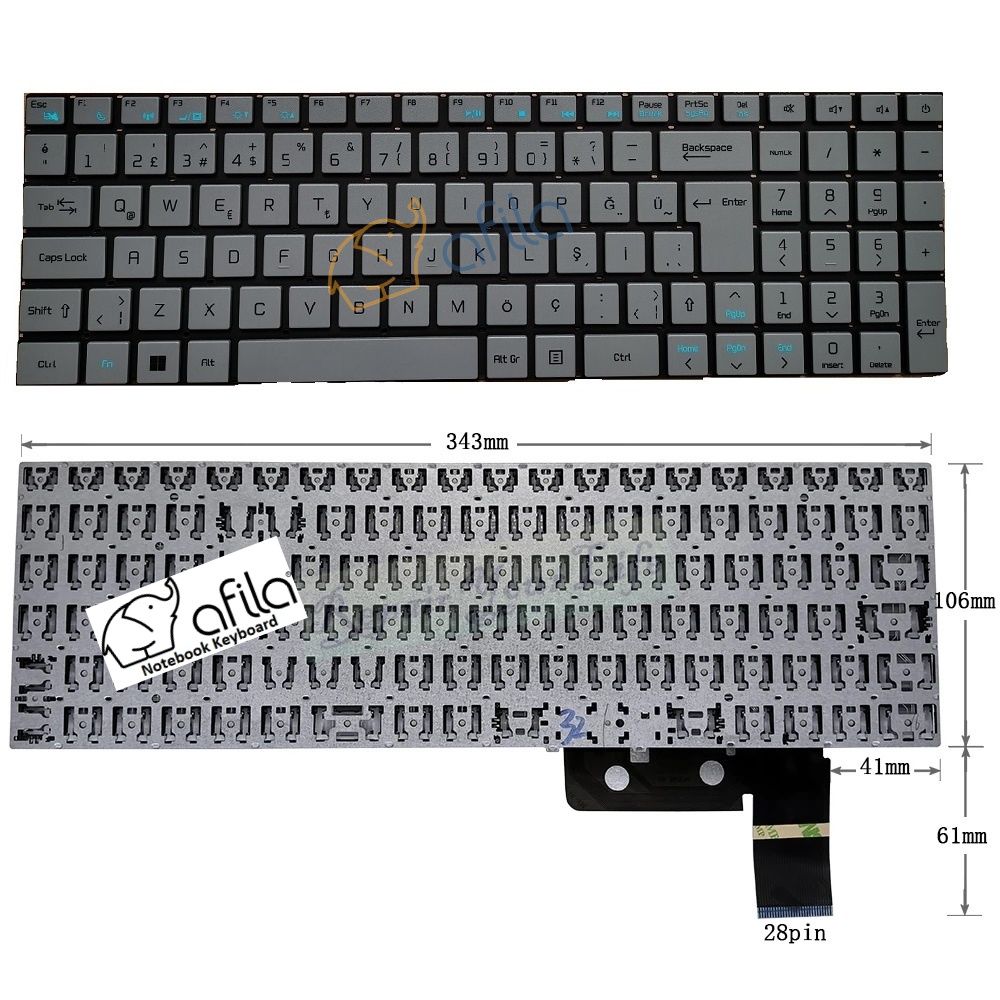 Casper Nirvana NB C600 (2022-2023) Notebook Klavyesi (Silver, Gri TR)