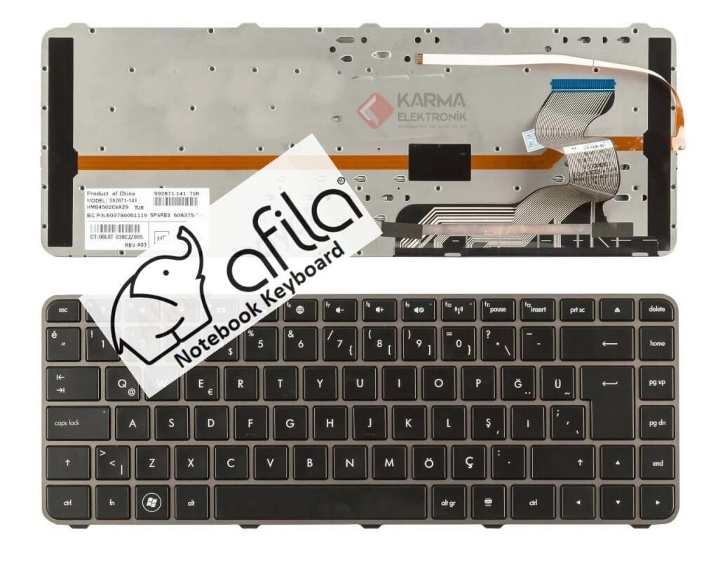 Hp Envy 14, 14-1000, 14-1100, 14-1200 Notebook Klavye - Tuş Takımı / Siyah - TR - ışıklı