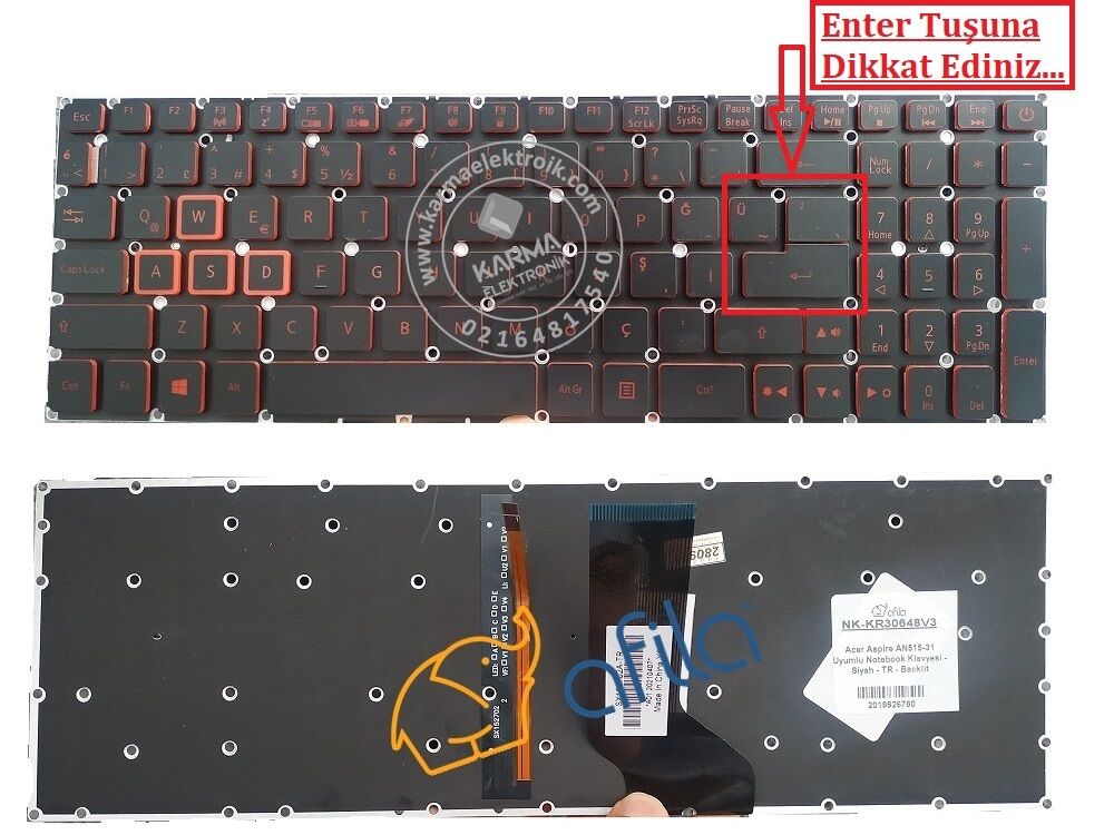 Acer LG5P_A52BWL Uyumlu Notebook Klavye -Siyah -TR - Işıklı