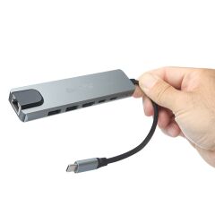 Type-C To USB 3.0 /USB2.0/TYPE-C/PD/LAN/HDMI Çevirici HUB