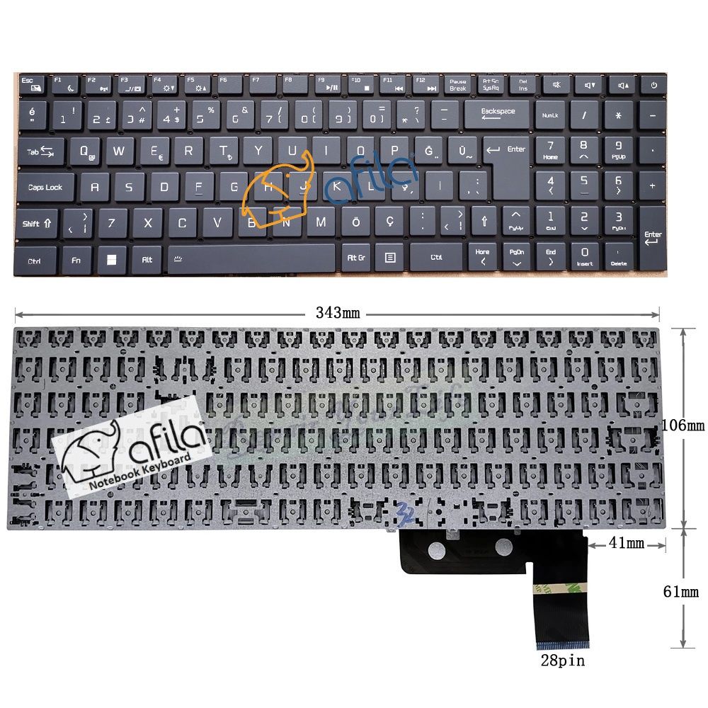 Casper Nirvana C500.1235-BV00X-G-F Notebook Klavyesi (Siyah TR) ışıklı