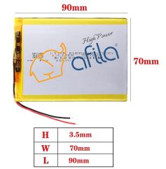 3.7V 3500Mah 7''inç, 8''inç Tablet uyumlu Batarya - Pil (Ölçüler 357090p)