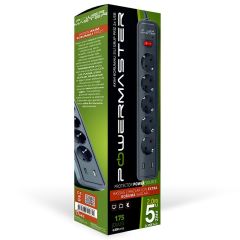 POWERMASTER PM-17565 10 AMPER - 2500 WATT - 175 JOULE 5'Lİ 2 METRE KABLOLU 2 USB'Lİ AKIM KORUMALI PRİZ