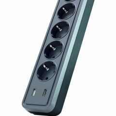 POWERMASTER PM-17565 10 AMPER - 2500 WATT - 175 JOULE 5'Lİ 2 METRE KABLOLU 2 USB'Lİ AKIM KORUMALI PRİZ