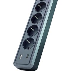 POWERMASTER PM-17565 10 AMPER - 2500 WATT - 175 JOULE 5'Lİ 2 METRE KABLOLU 2 USB'Lİ AKIM KORUMALI PRİZ