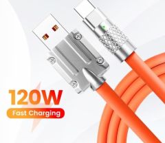 Teknoway ARF 120 180 Derece Type-c 120w Super Fast Şarj Kablosu Turuncu