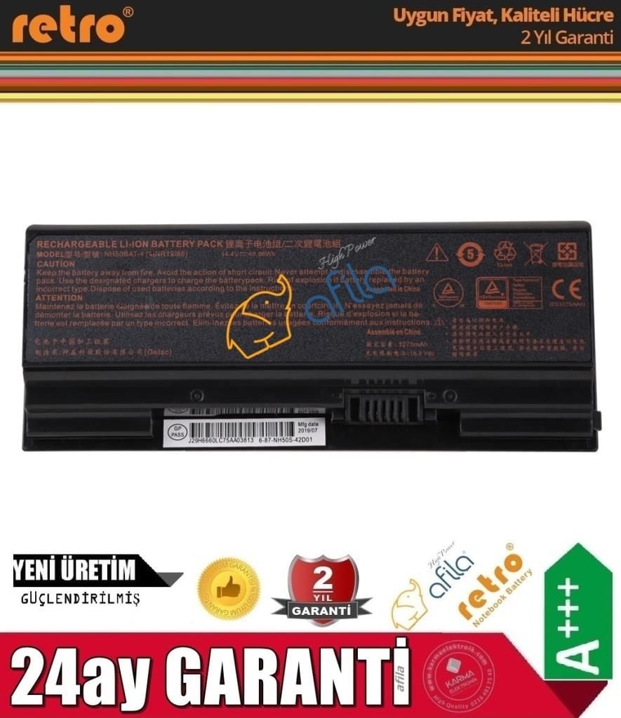 6-87-NH50S-42D01 Notebook Bataryası, Laptop Pili