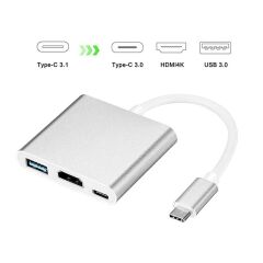 Type-C 3 Port Hub / 1 HDMI+1 USB 3.0+1 Type-C CDG-CNV39 Çevirici Hub (Qport Q-TH03)