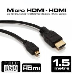 Hytech HY-W240 Micro HDMI - HDMI M/M 2m Altın Uçlu 24K 1.4 Ver. 3D Kablosu