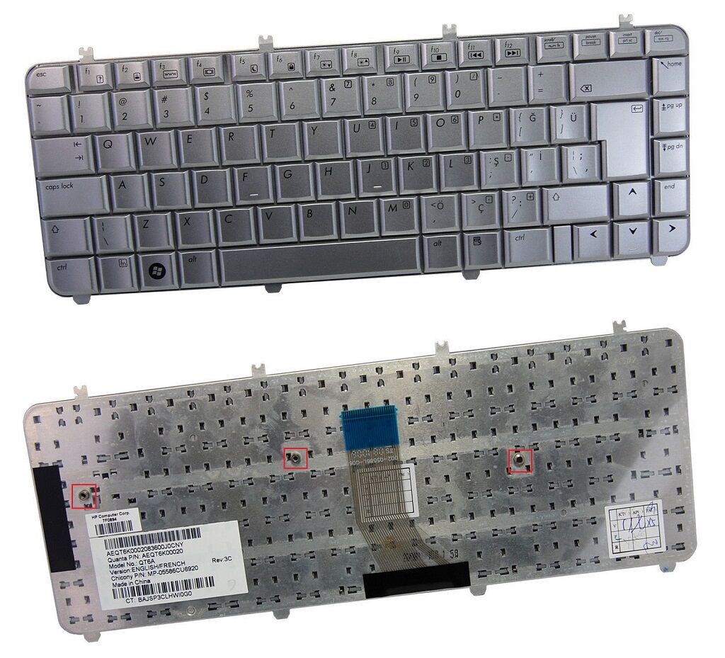 Hp Pavilion DV5-1260ET, DV5-1010ET Notebook Klavye (Silver, Gri TR)