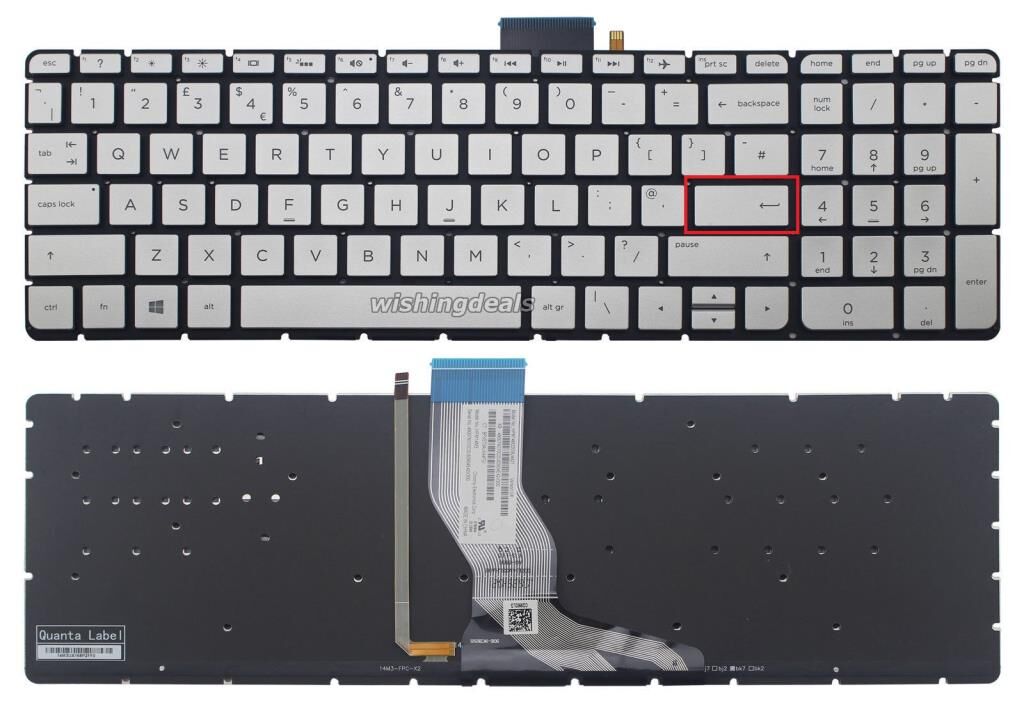 Hp 812726-001, 812726-141 Klavyesi (Silver Gri TR) ışıklı