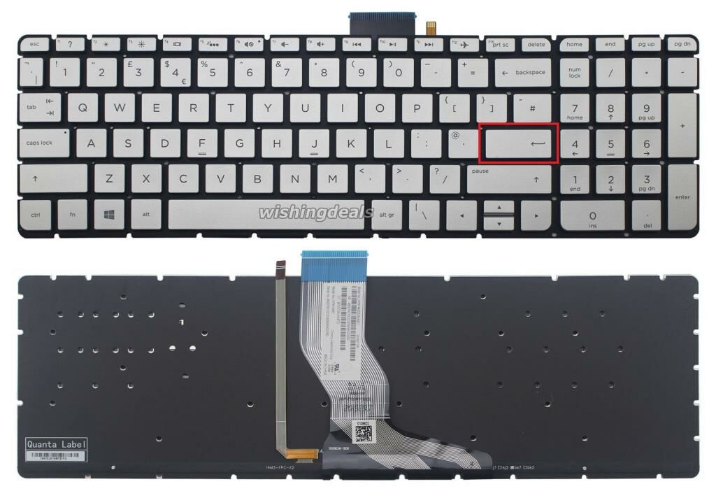 Hp 15-AW007NT, 15-AW008NT Klavyesi (Silver Gri TR) ışıklı