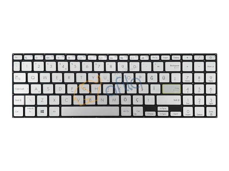 Asus VivoBook 15 X513EA-EJ217 Uyumlu Notebook Klavyesi, Tuş Takımı (Silver, Gri TR) ışıklı