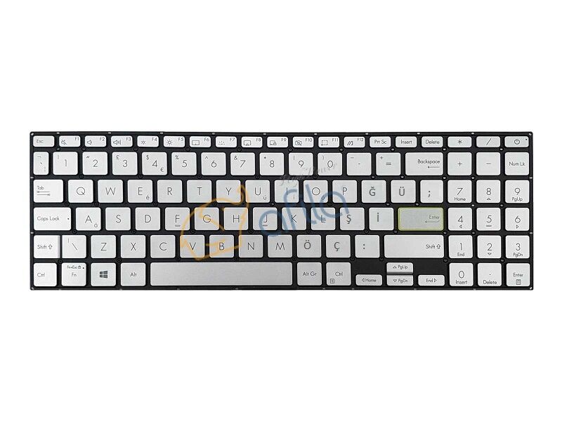 Asus X513I Uyumlu Notebook Klavyesi, Tuş Takımı (Silver, Gri TR) ışıklı