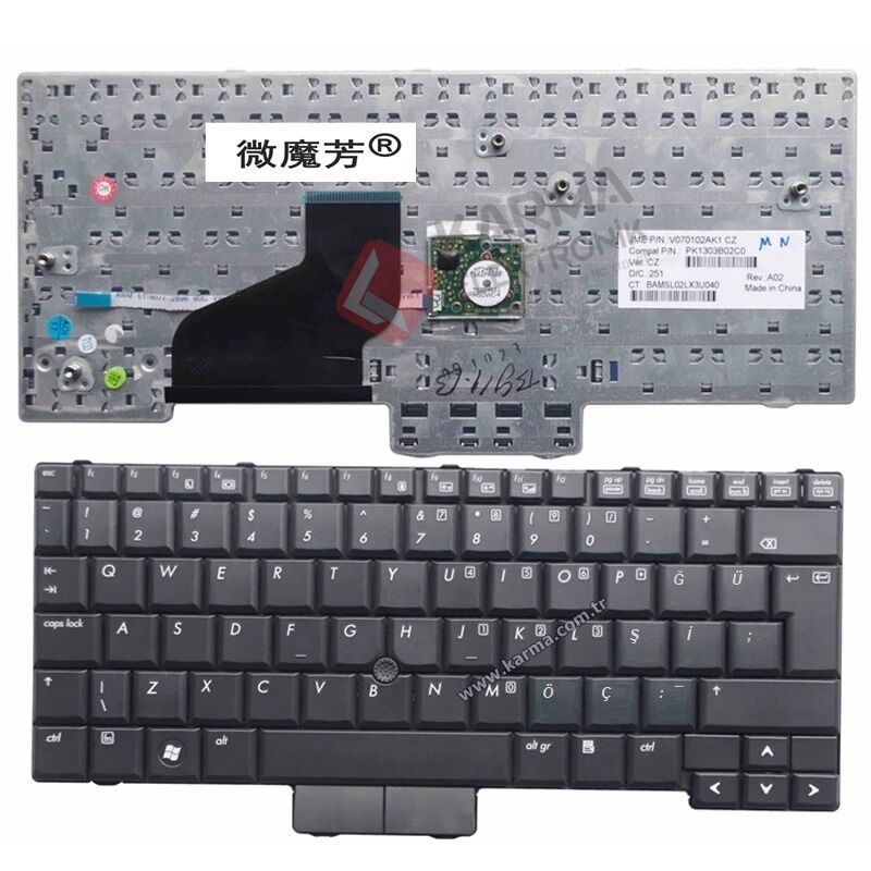 Hp EliteBook 2530P Compaq 2510P 2530P 2530P Notebook Klavyesi, Siyah TR / V105020AK1