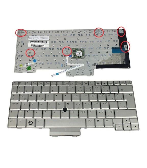 Hp Compaq 2710p, HP EliteBook 2730P Klavye Silver, Gri TR 90.4Y807.S0T, V070130BK2, 20101200203