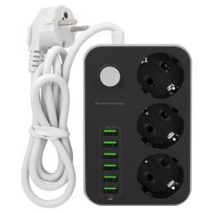 LDNIO SE-3631 3 LÜ PİRİZ 6 USB 3.4Amper Tablet+Ceptelefonu Adaptör (Şarj Cihazı)