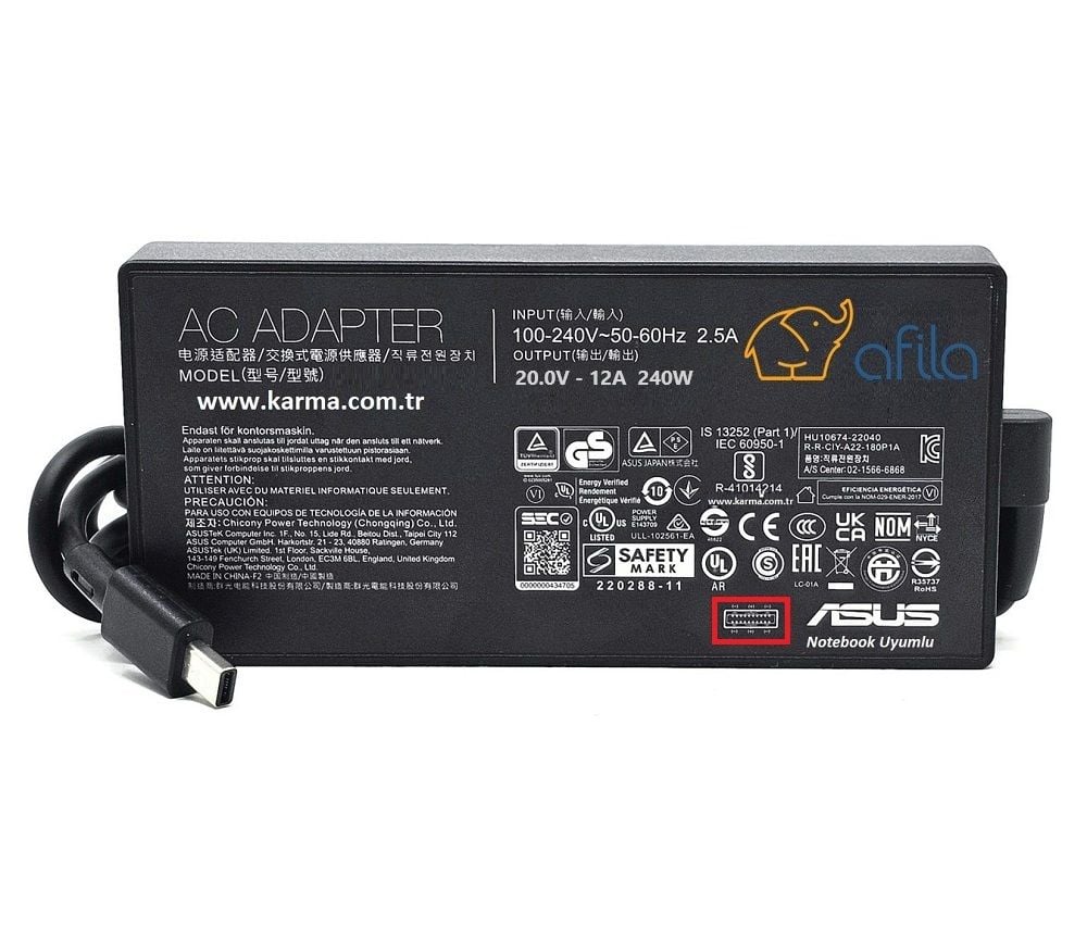 Asus uyumlu ADP-180TB K Adaptör, Şarj Aleti Cihazı 240W USB-C