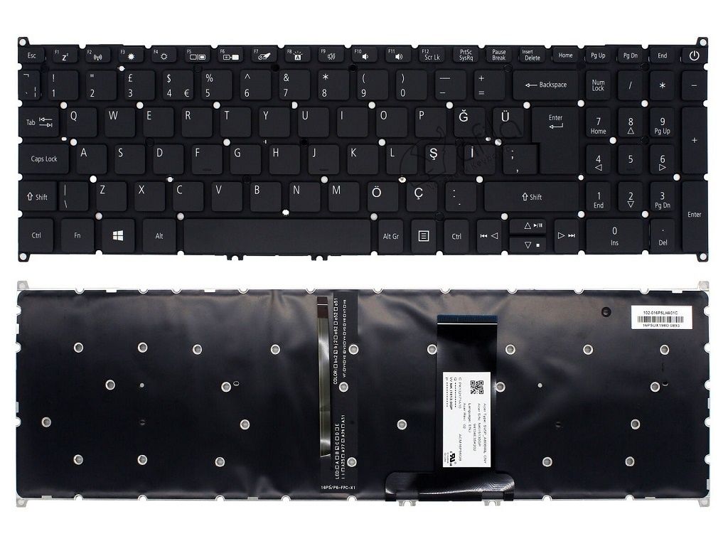 Acer Aspire 7 N19C5 (A715-43) Notebook Klavyesi Tuş Takımı (Siyah TR) ışıklı