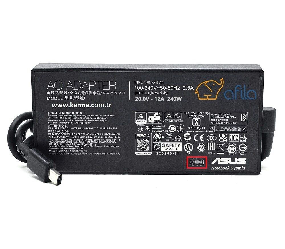 Asus uyumlu ROG Zephyrus G14 2024 GA403UU RTX 4050 Adaptör, Şarj Aleti Cihazı 240W USB-C