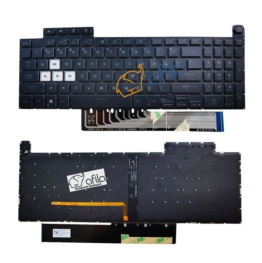 Asus TUF Dash F15 FX517ZR-HN013W Notebook uyumlu Klavye, Tuş Takımı (Siyah TR) ışıklı