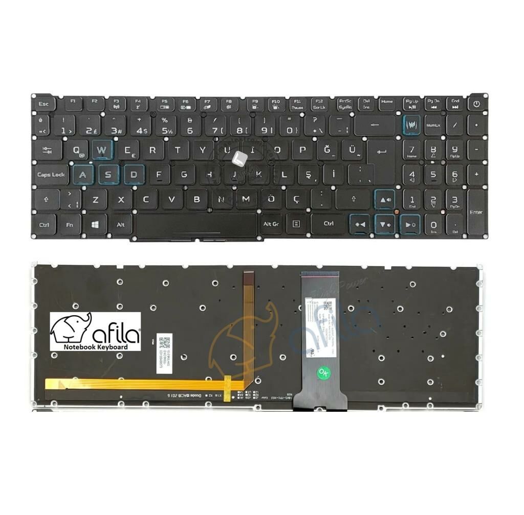 Acer Predator Helios 300 PH315-52 Notebook Klavyesi - Siyah - TR - Backlit - RGB