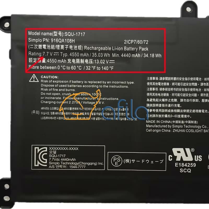 Casper Nirvana S500.1011-4D00X-S Notebook Bataryası, Pili Ver.1 / 7.7V