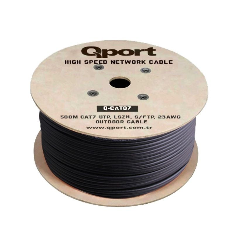 QPORT 500M CAT7 OUTDOOR LS0H SIYAH 23AWG HALOGEN FREE KABLO (Q-CATO7)