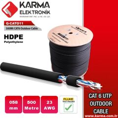 Qport Q-CATO11 23AWG 0,58mm Kesit 500M SİYAH CAT6 OUTDOOR KABLO (500 Metre)