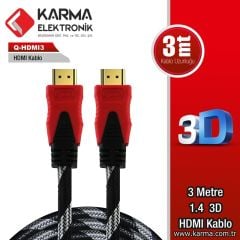 QPORT Q-HDMI3 3 METRE 1.4 ''3D'' HDMI Kablo Altın Uçlu (3mt)