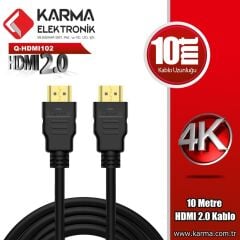 QPORT Q-HDMI102 10 METRE 2.0V 4K 60HZ HDMI Kablo (10mt Altın Uçlu Kablo)