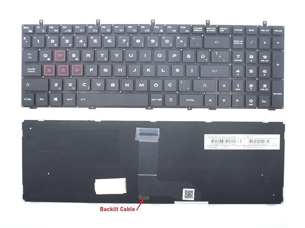 Casper Excalibur G850.8750-85G0X Notebook Klavyesi, Laptop Tuş Takımı (Siyah TR) ışıklı