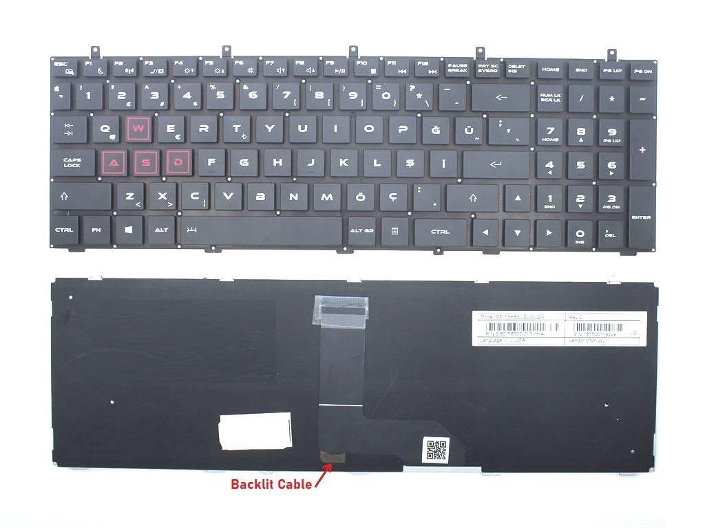 Casper Excalibur G850.8750-B5G0X Notebook Klavyesi, Laptop Tuş Takımı (Siyah TR) ışıklı