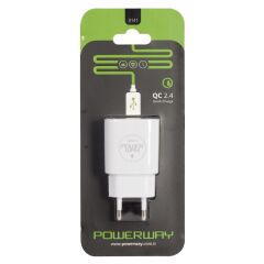 POWERWAY X-141 5V 2.4A (12W) iPad, Tablet, Telefon USB Hızlı Şarj Adaptörü - Beyaz  (5.0V/2400ma)