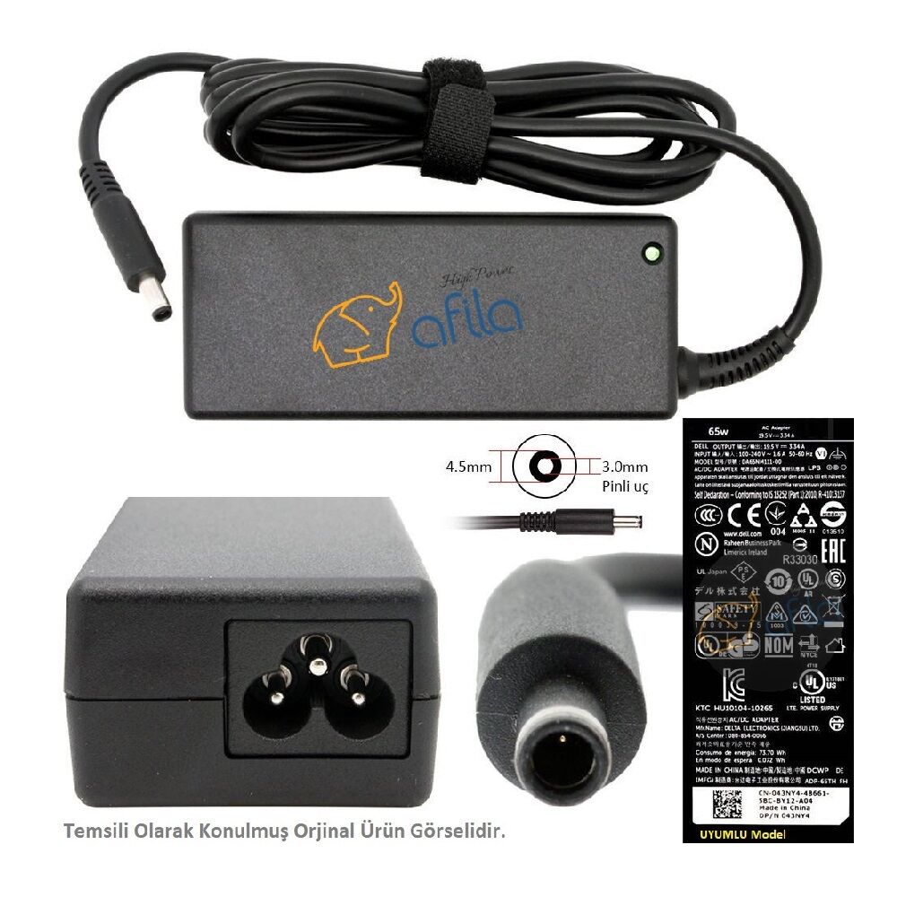 Dell uyumlu 19.5V 3.34A 65W (4.5*3.0mm) Notebook Adaptör / RNA-DL10