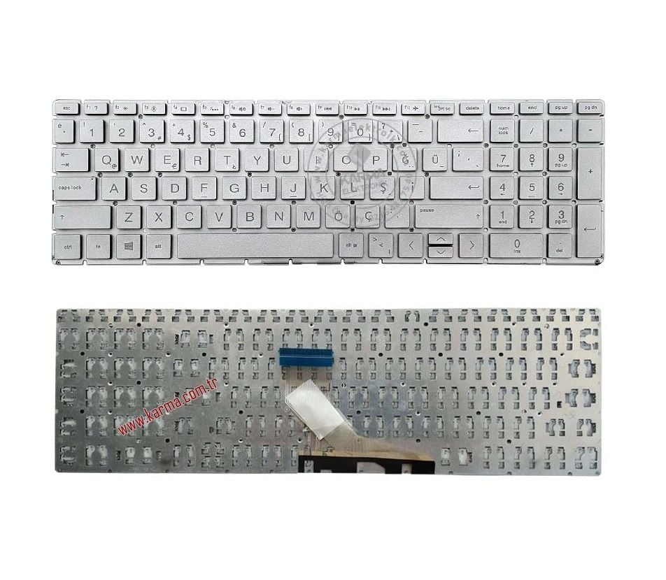 Hp 15-dy2055wm, 15-dy2056la, 15-dy2056ms Uyumlu Notebook Klavyesi (Silver, Gri TR)