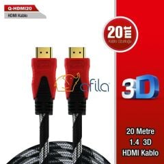 20 Metre HDMI Kablo Altın Uçlu V2.0 (3840*2160) 4K 60Hz Kablosu (20mt) Örgülü Kablo