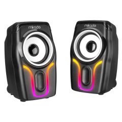 Mikado MD-S25  2.0 Multimedia 3W*2 Siyah 6 Renk Modu ile USB RGB Işıklı Speaker Hoparlör