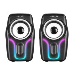 Mikado MD-S25  2.0 Multimedia 3W*2 Siyah 6 Renk Modu ile USB RGB Işıklı Speaker Hoparlör