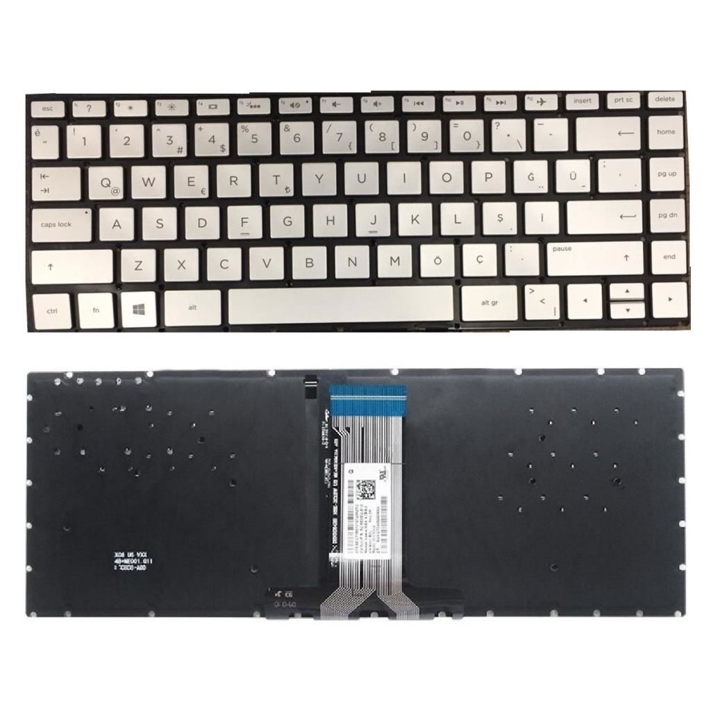 Hp 14s-FQ0036nt 26M27EA Notebook Klavyesi (Silver-Gri TR) ışıklı