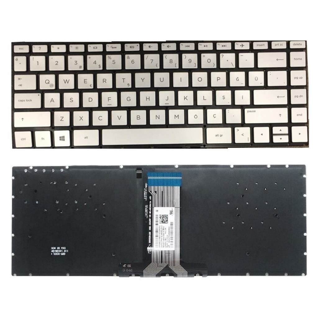 Hp 14s-FQ0038NT 2L1G0EA Notebook Klavyesi (Silver-Gri TR) ışıklı