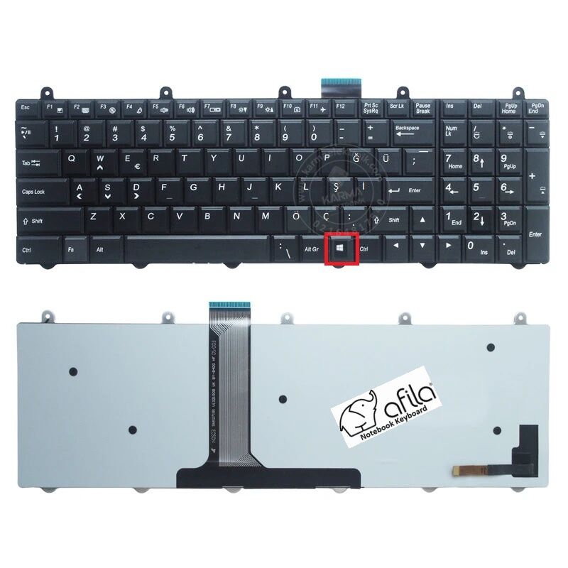 Clevo P150EM P170EM P370EM Notebook Klavyesi (Siyah) Işıklı