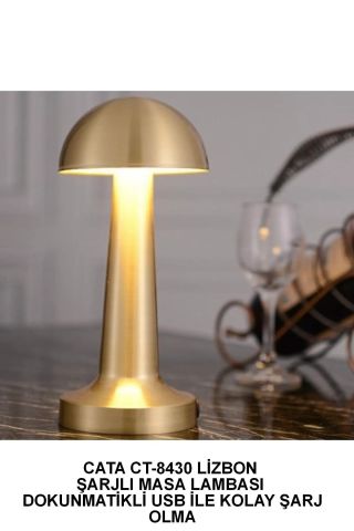 Ct 8430 Dekoratif Lizbon Şarjlı 3 Renk Modlu Dokunmatik Masa Lambası