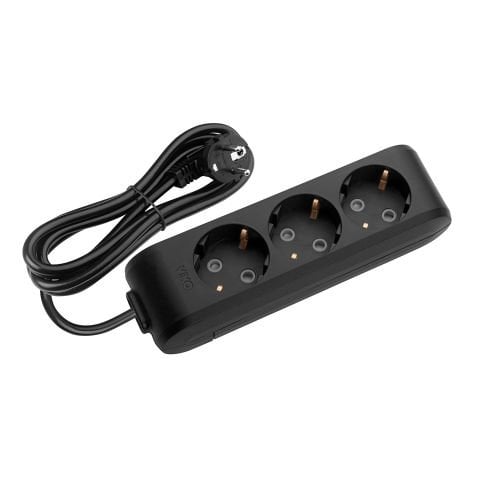 MULTİ-LET SİYAH ÜÇLÜ PRİZ 1 MT KABLOLU