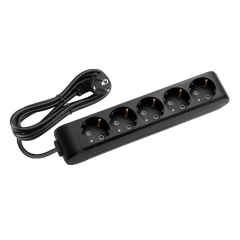 MULTİ-LET SİYAH BEŞLİ PRİZ 3 MT KABLOLU