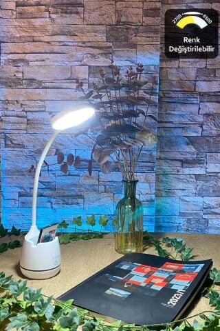 ACK Şarjlı Dokunmatik Kalemlikli LED Masa Lambası, Renk Değiştirilebilir, Bükülebilir AF11- 10014